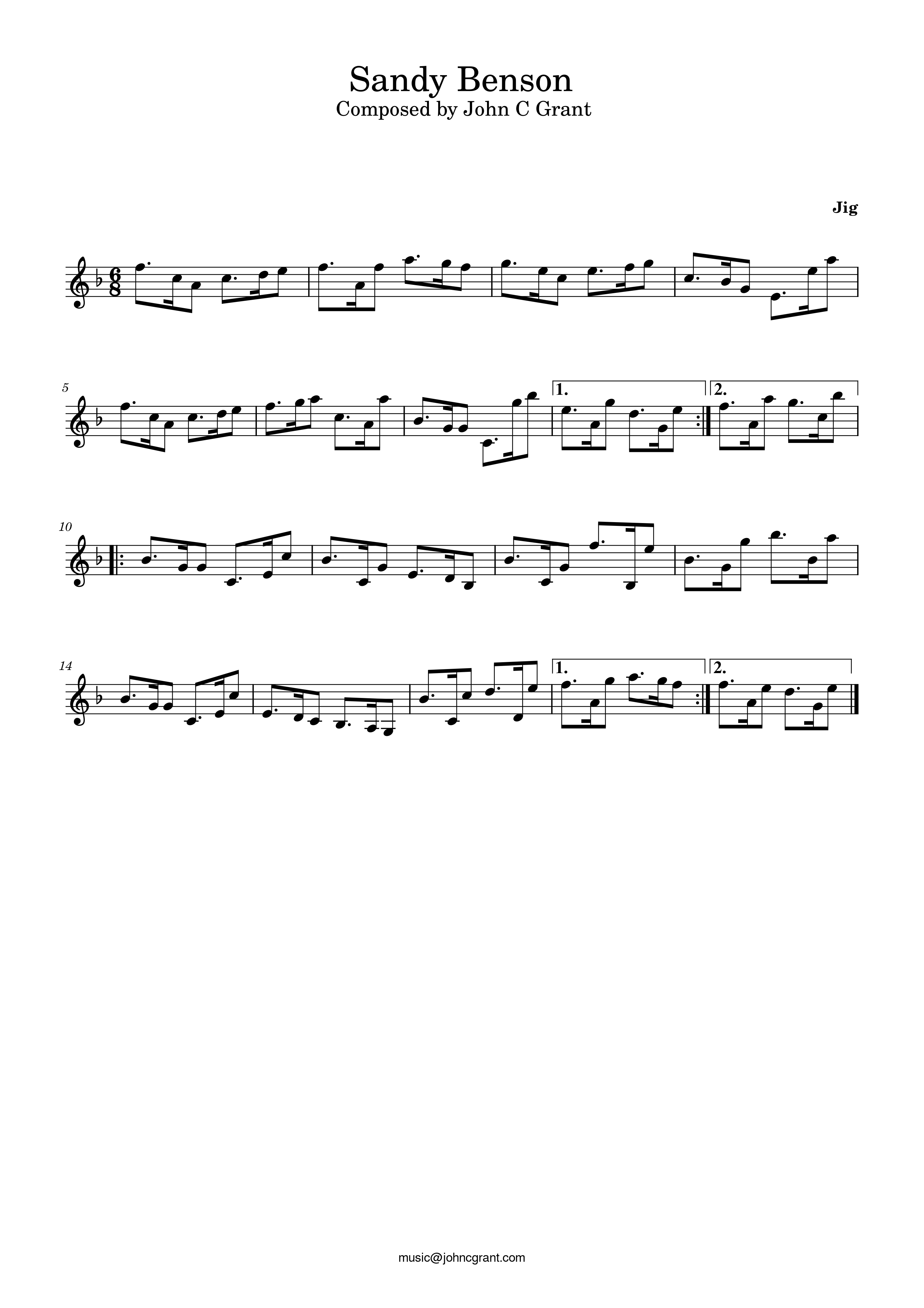 Sandy Benson - Composed by John C Grant (https://johncgrant.com). Traditional composer from Kilmarnock, Ayrshire, Scotland.