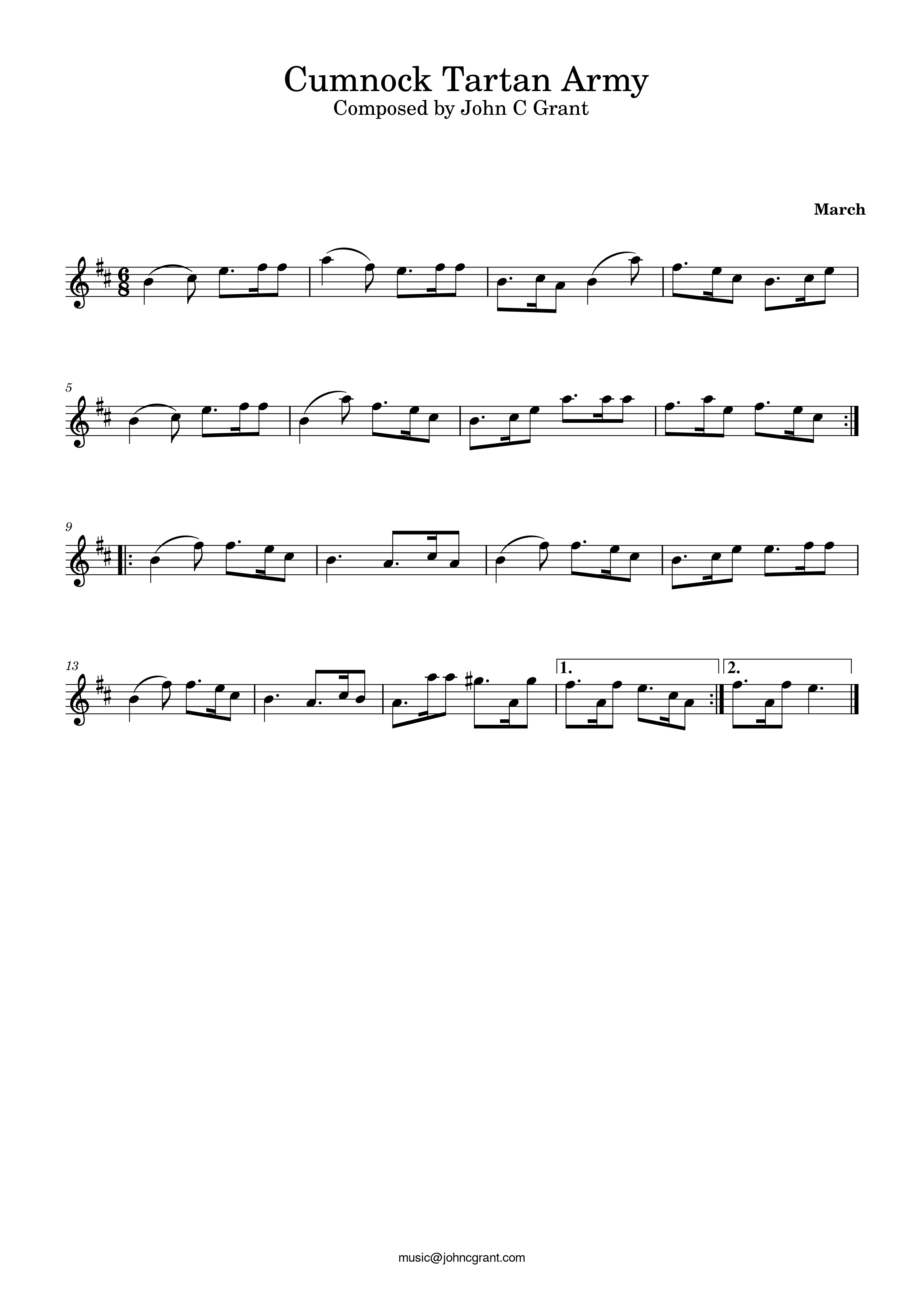 Cumnock Tartan Army - Composed by John C Grant (https://johncgrant.com). Traditional composer from Kilmarnock, Ayrshire, Scotland.