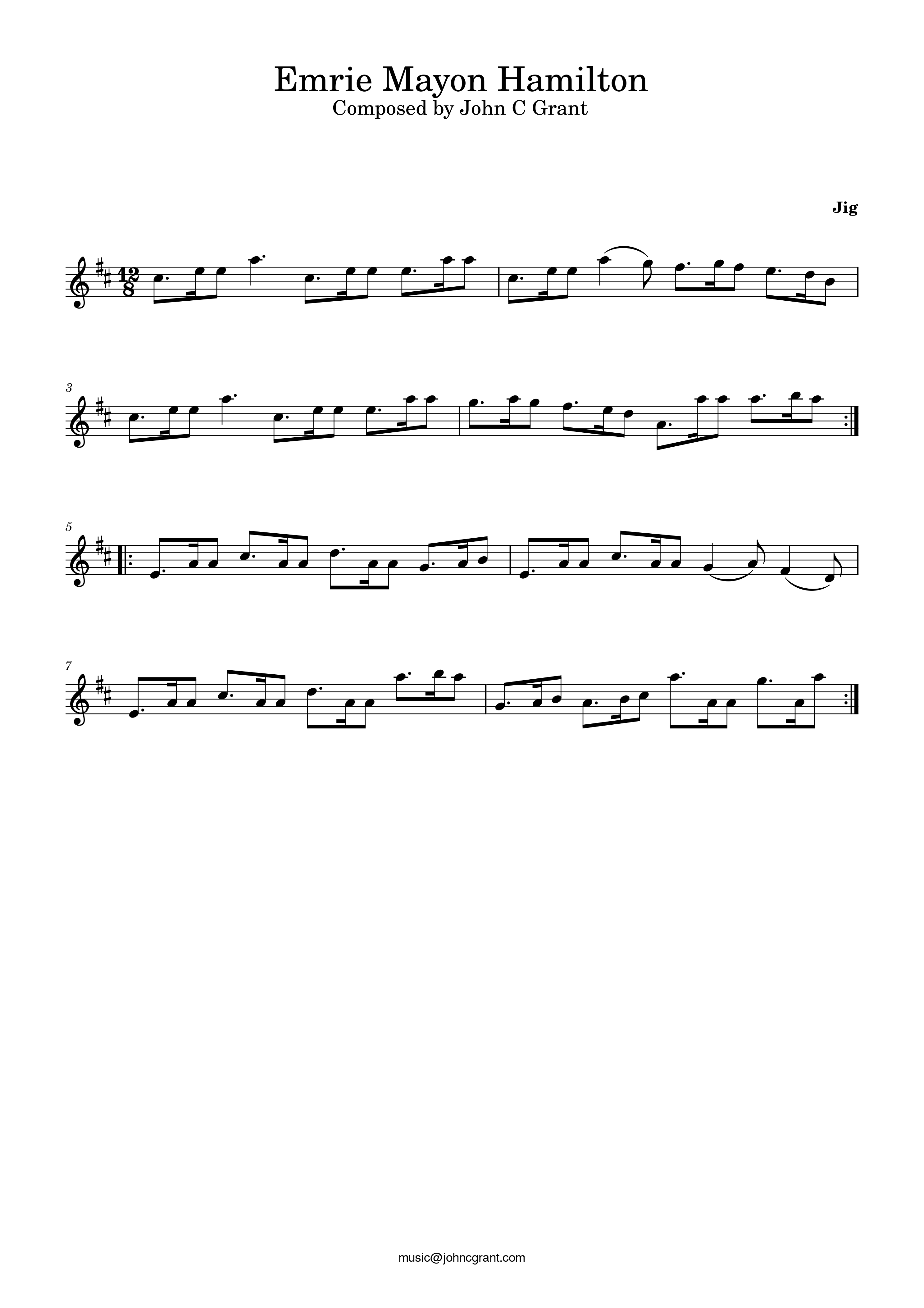 Emrie Mayon Hamilton - Composed by John C Grant (https://johncgrant.com). Traditional composer from Kilmarnock, Ayrshire, Scotland.