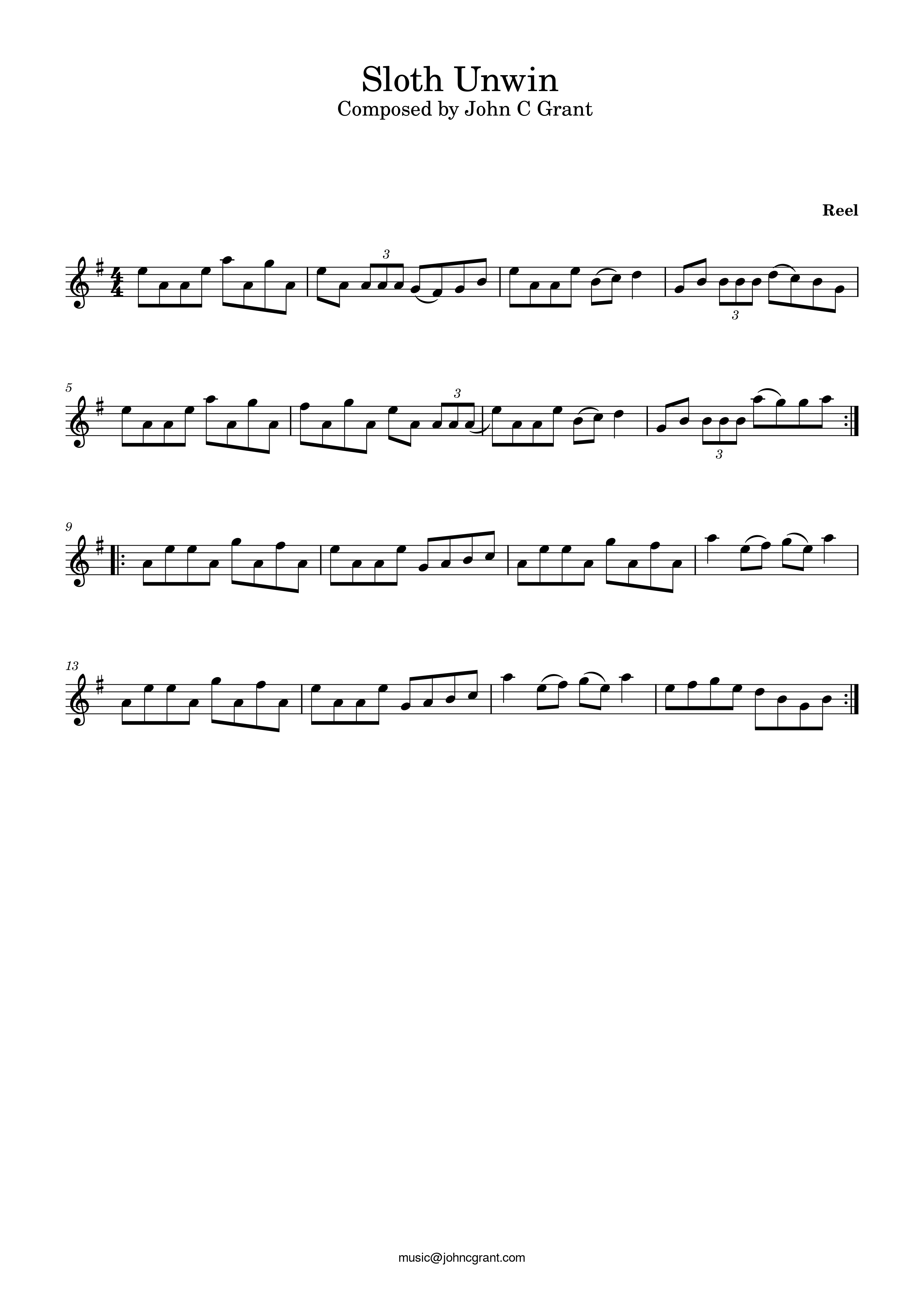 Sloth Unwin - Composed by John C Grant (https://johncgrant.com). Traditional composer from Kilmarnock, Ayrshire, Scotland.